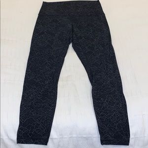 lulu black align legging w gray floral design sz 8